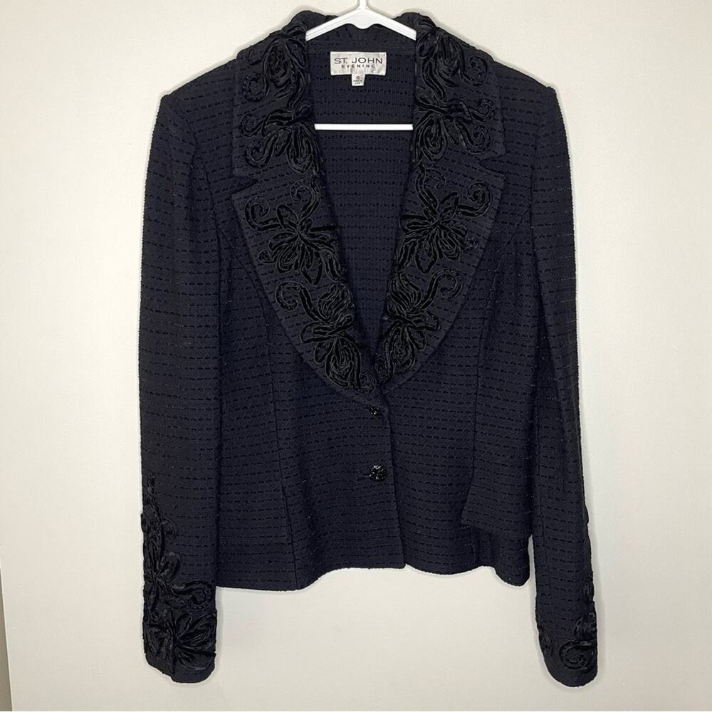 St. John Evening Corded Soutache Embroidery Jacket Size 10